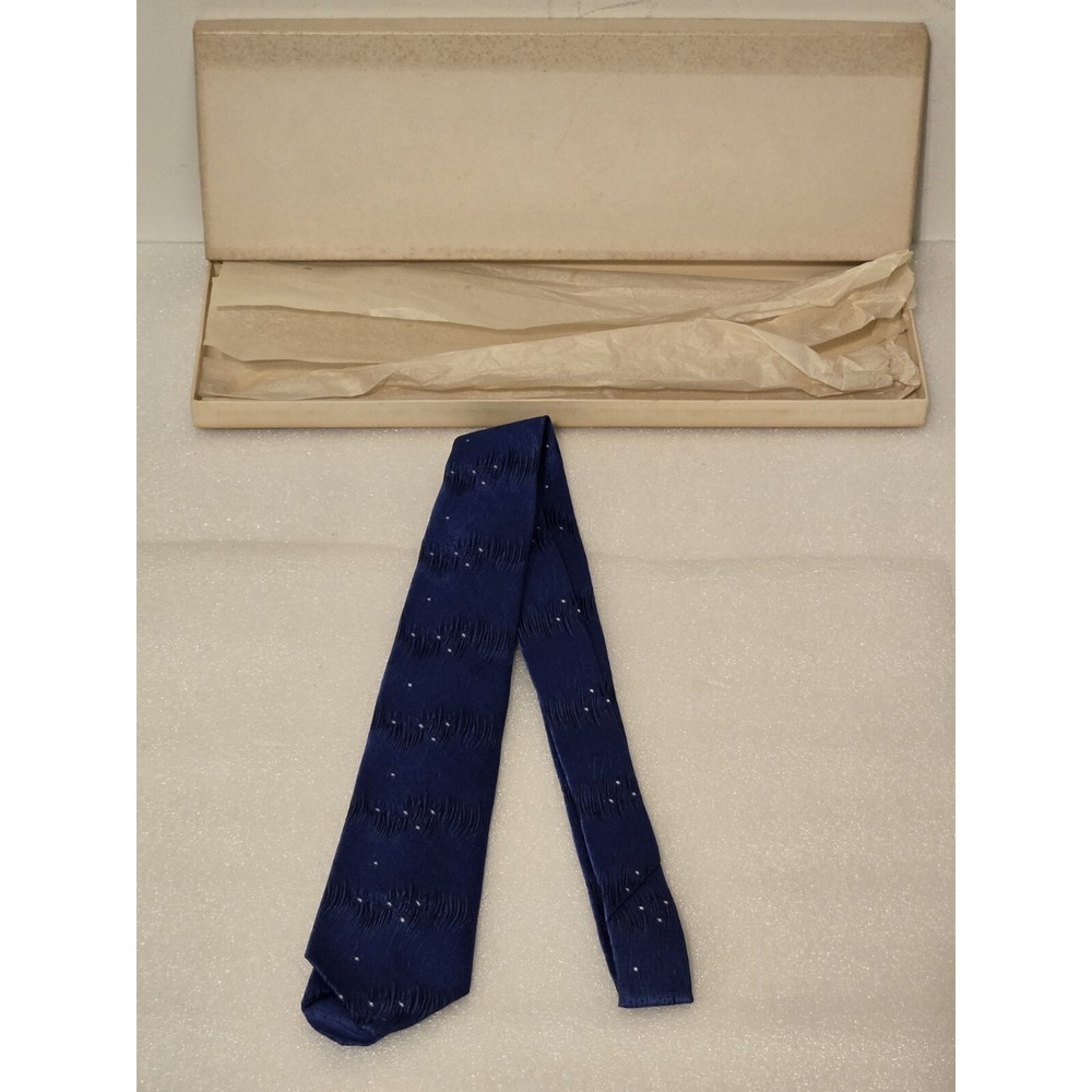 Bumgardner's For The Well Dressed Man Tie /w Box Vtg Greenville, SC 52" Blue